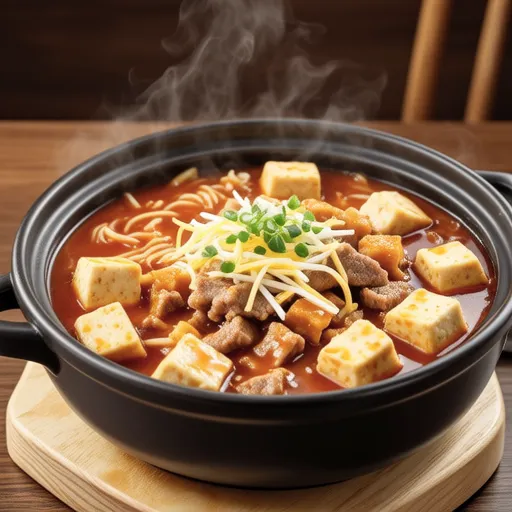 Thick Fried Tofu and Pork Kimchi Soup