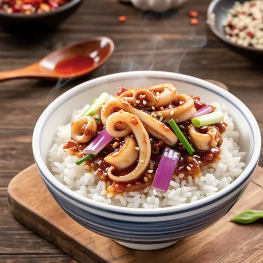 Spicy Stir-fried Squid Rice Bowl