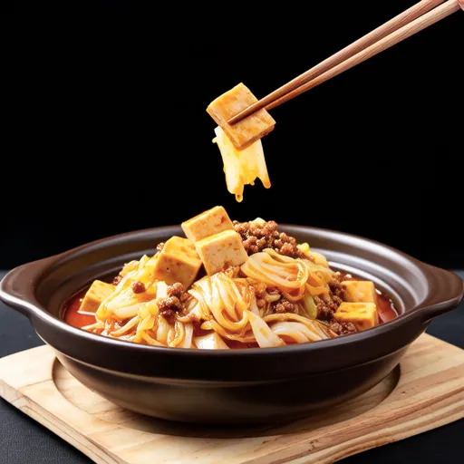 Spicy Simmered Cabbage and Fried Tofu