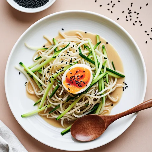 Bean Sprouts and Zucchini with Mentaiko Dressing