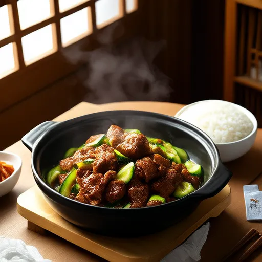 Sauté de porc et concombre