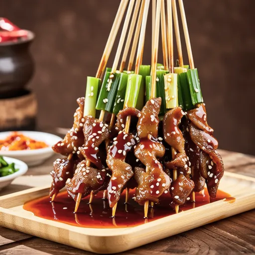 Smoked Duck and Green Onion Skewers
