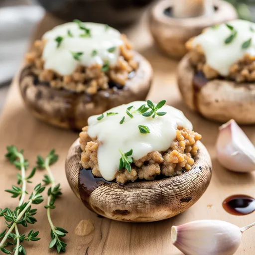 Ground Pork and Grilled Mushrooms