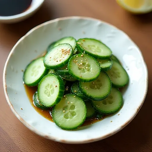 Cucumber and Wakame with Vinegar Miso Dressing