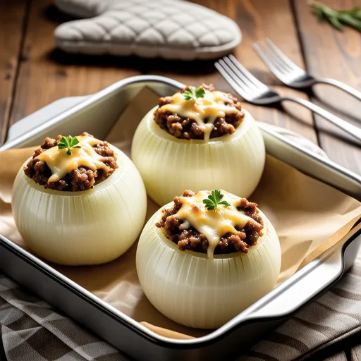 Whole Onion Meat Gratin