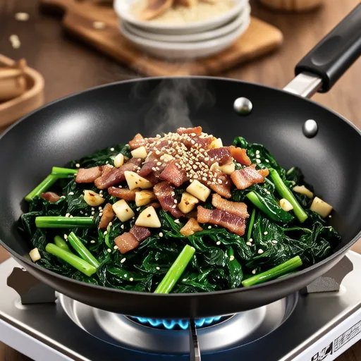 Spinach Bacon Stir-fry