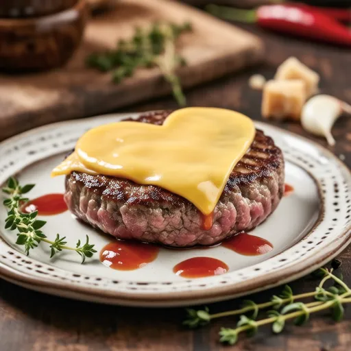 Heart-shaped Cheese Hamburg Steak