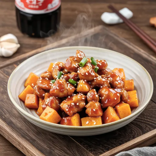 Sweet and Spicy Mayo Stir-fry with Chicken and Sweet Potato