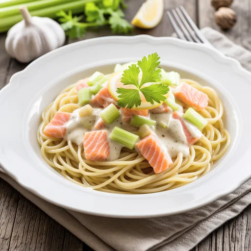 Celery and Salmon Cream Pasta