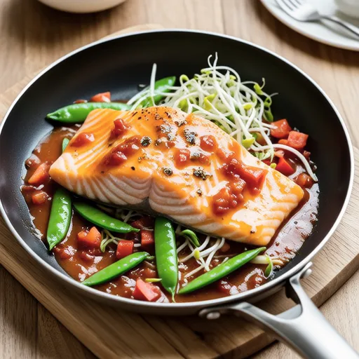 Pan-fried Yellowtail with Vegetables in Aurora Sauce
