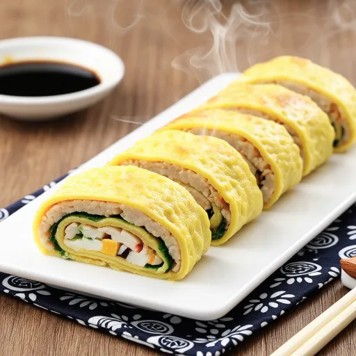 Bean Sprout and Pollock Roe Fluffy Japanese Rolled Omelette