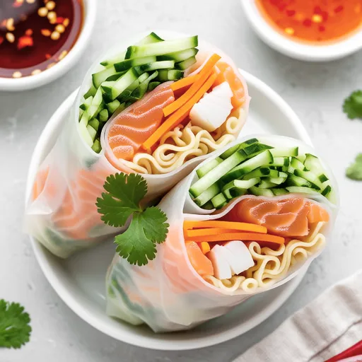Salmon and Cilantro Fresh Spring Rolls