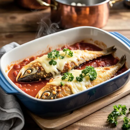 Western-style Tomato Cheese Baked Fried Horse Mackerel
