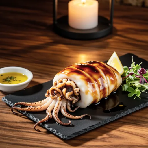 Grilled Squid Stuffed with Tentacles and Innards