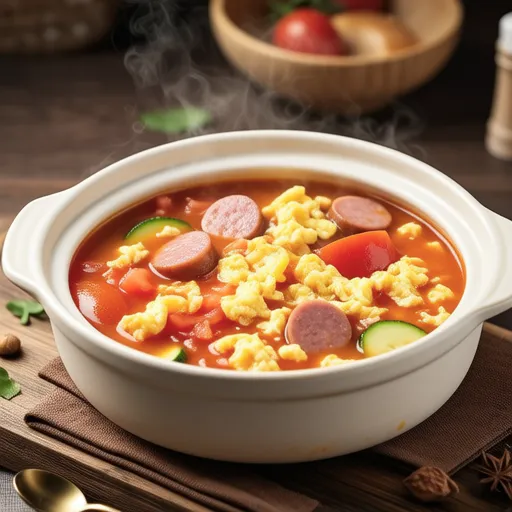 Tomato and Sausage Egg Soup