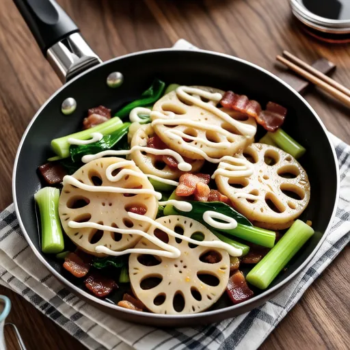 Stir-fried Lotus Root and Komatsuna with Mayo