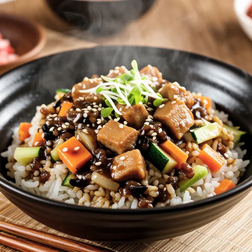 Stir-fried Rice with Bean Sprouts, Spam, and Oyster Sauce