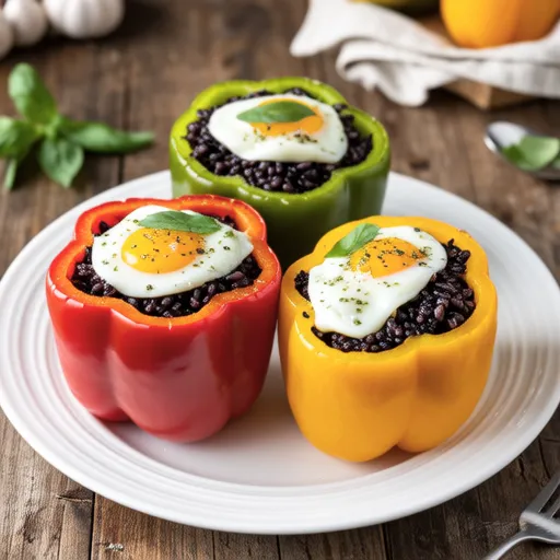 Colorful Stuffed Bell Peppers with Egg and Rice