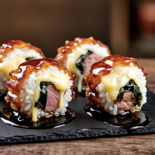 Cheese Meat Wrapped Rice Balls