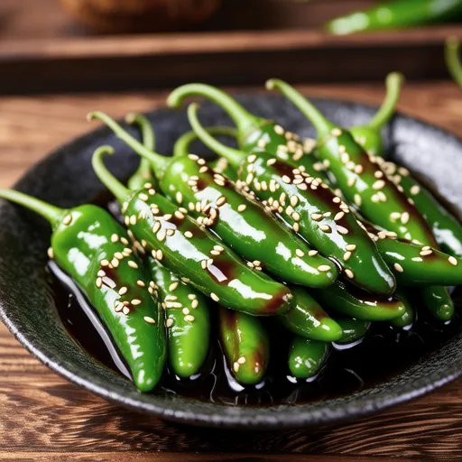 Steamed Shishito Peppers with Seasoning