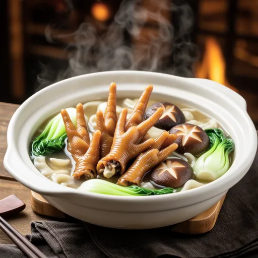 Chicken Wings and Shungiku White Dashi Hot Pot