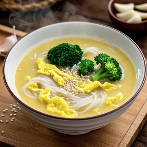 Broccoli and Egg Vermicelli Soup