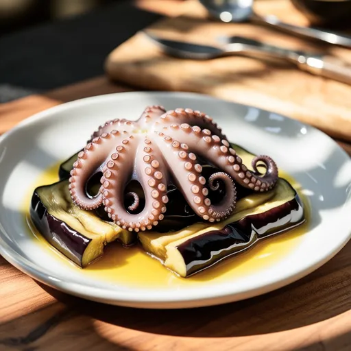 Eggplant and Octopus with Lemon Butter