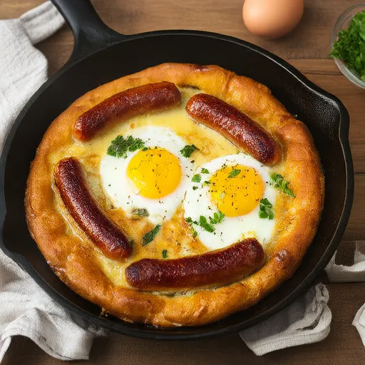 Khoai Tây Đức và Xúc Xích với Trứng Chiên