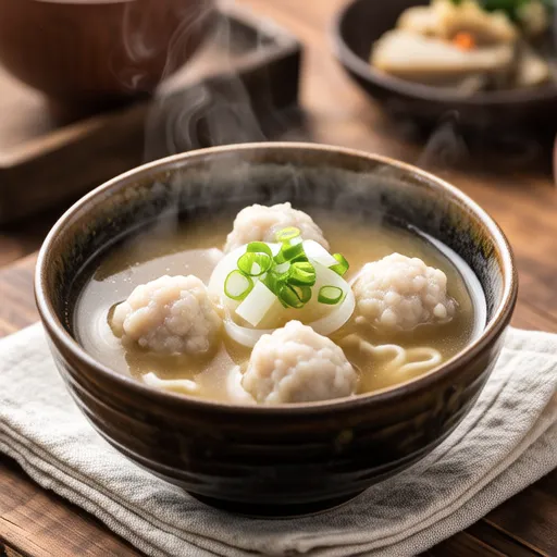 Horse Mackerel and Green Onion Tsukune Soup