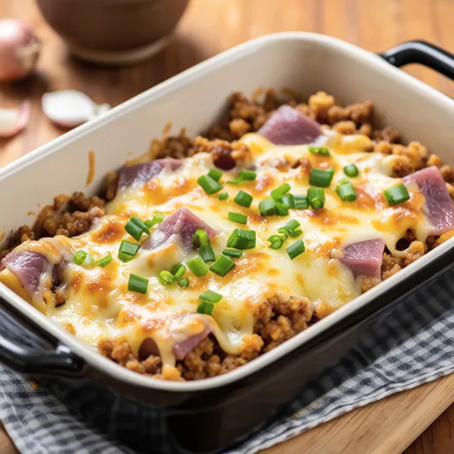 Satoimo and Ground Pork Miso Cheese Bake