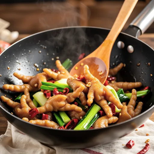 Sweet and Spicy Stir-fried Chicken Skin and Leek