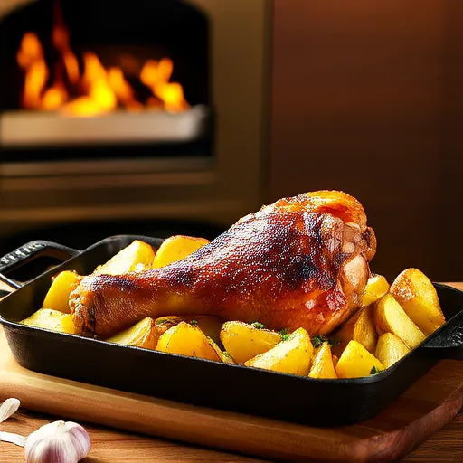Pollo arrosto e patate al forno