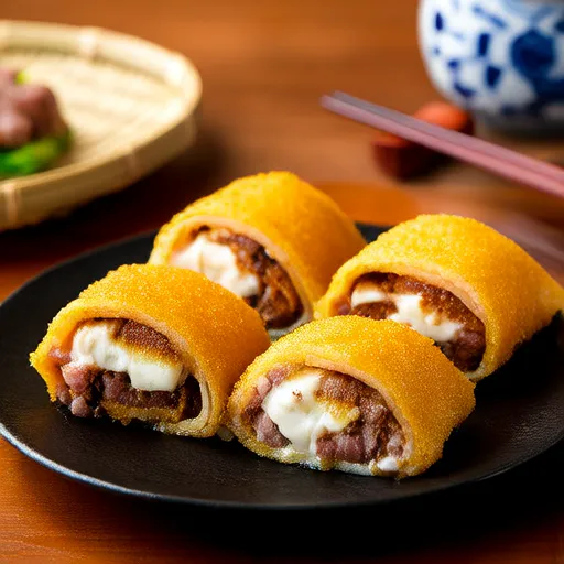 Cheese and Pork Shiso Rolls