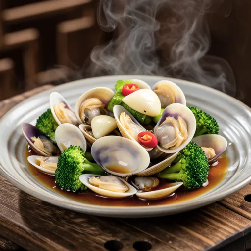 Garlic Steamed Clams and Broccoli