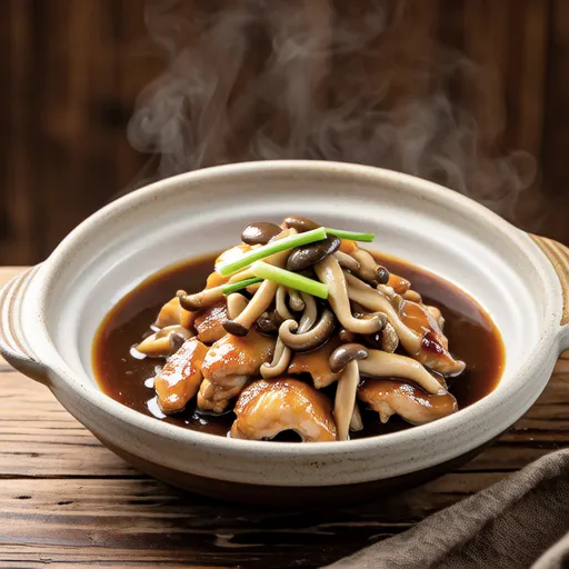Steamed Chicken with Addictive Enoki Sauce