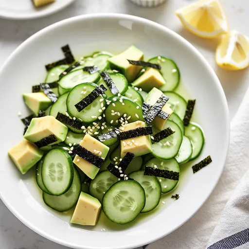 Cucumber and Avocado with Salt Lemon Dressing