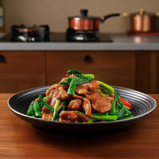 Frango salteado com brotos de feijão