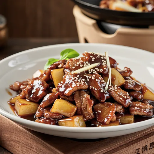 Stir-fried Turnip and Pork with Sesame Miso Sauce
