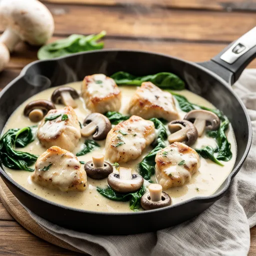 Chicken and Maitake Mushroom Carbonara-style Stir-fry