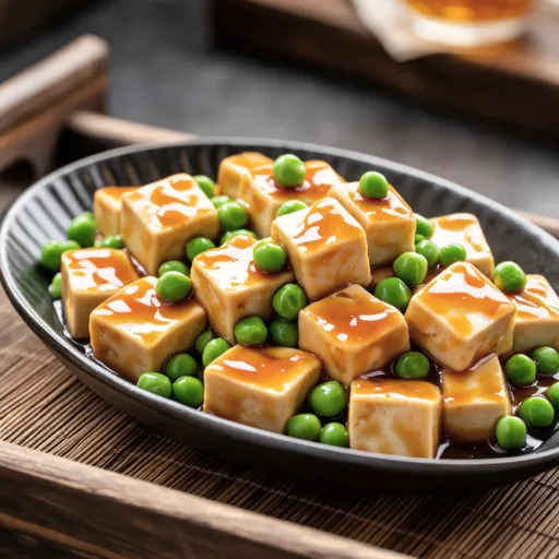 Stir-fried Thick Fried Tofu and Green Peas with Cod Roe Butter