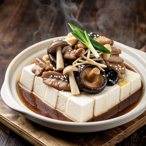 Layered Steamed Mushrooms and Pork