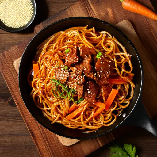 Kimchi Beef Stir-Fried Noodles