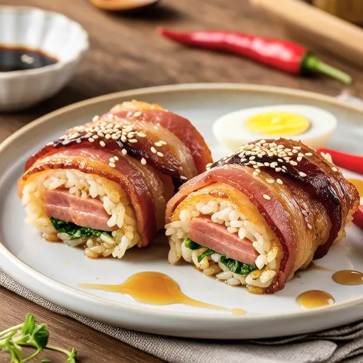 Bacon Kimchi Rice Rolls