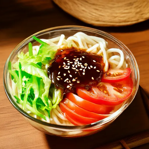 レタスとトマトの冷やしうどん