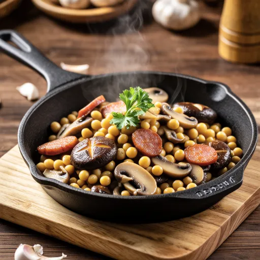 Garlic Stir-fried Shiitake Mushrooms and Soybeans