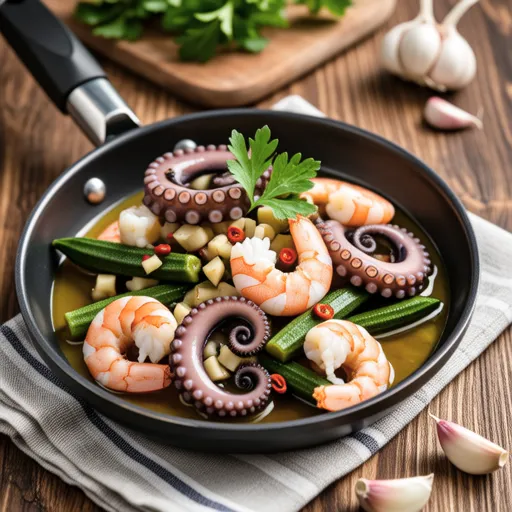Seafood and Okra Ajillo
