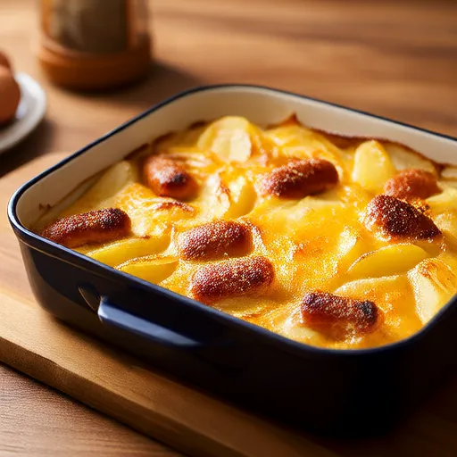 Гратен с картофелем и сосисками