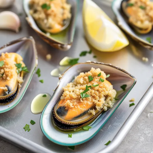 Baked Mussels with Breadcrumbs