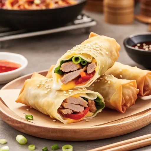 Pork and Bell Pepper Cheese Spring Rolls
