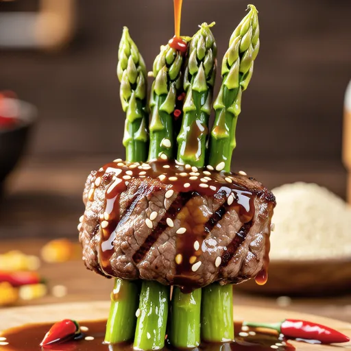 Asparagus Spicy Hamburg Steak